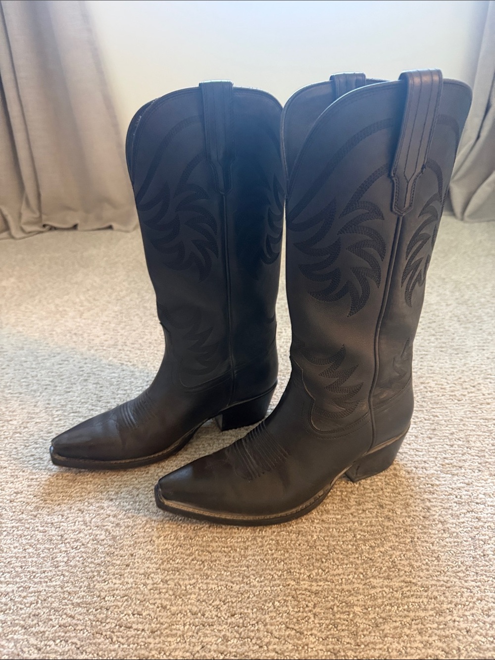 Tecovas Black Women's Leather Western Heeled Boots